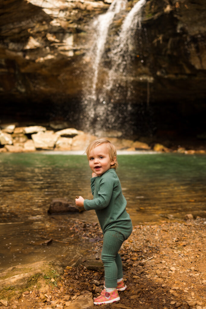Playing in borks waterfall